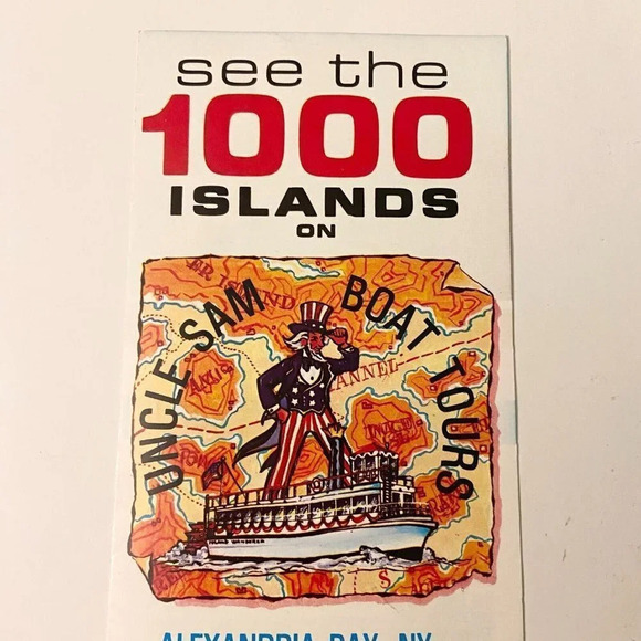 Vintage 1000 Island Uncle Sam Boat Tour Alexandria Bay NY Travel Guide Brochure - Picture 2 of 12
